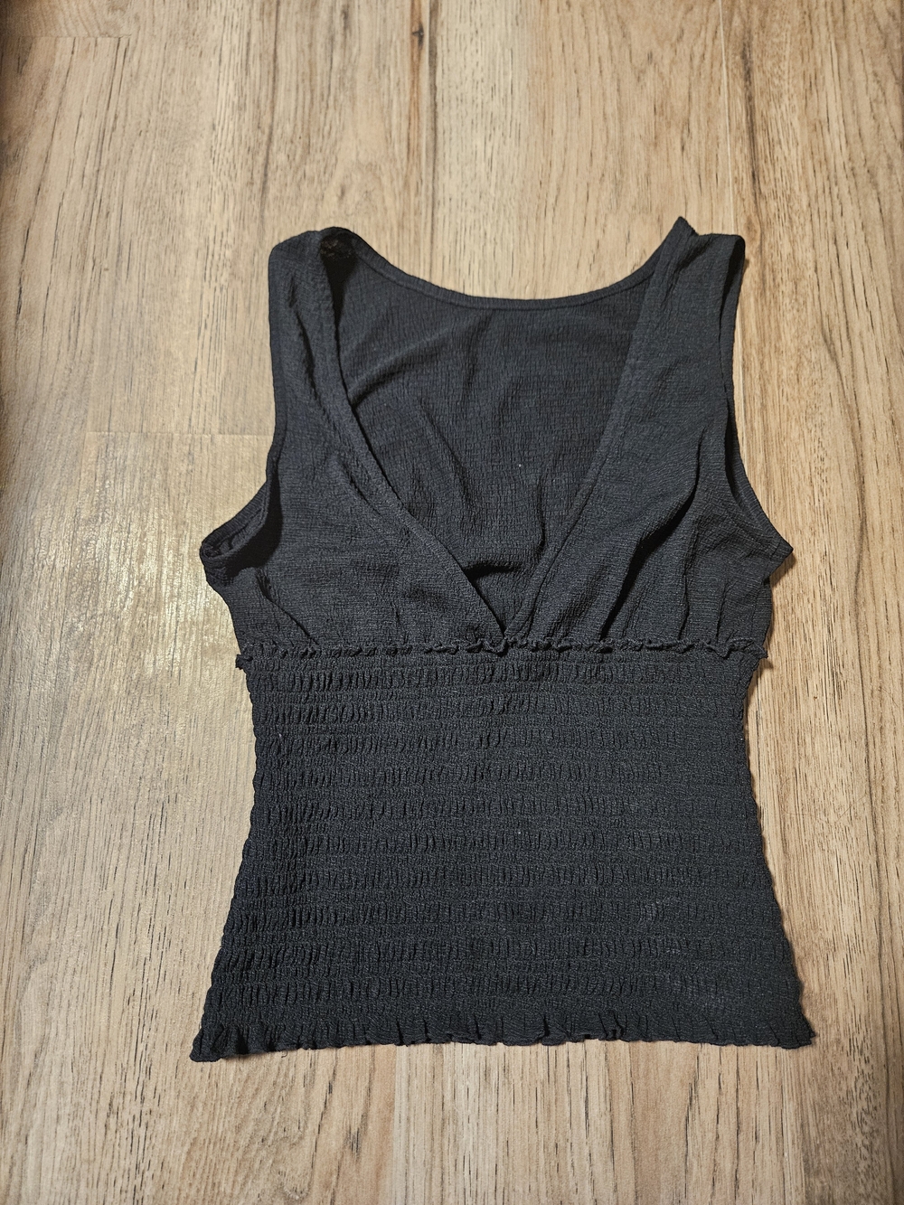 Kimchi Blue Black Smocked V-Neck Tank